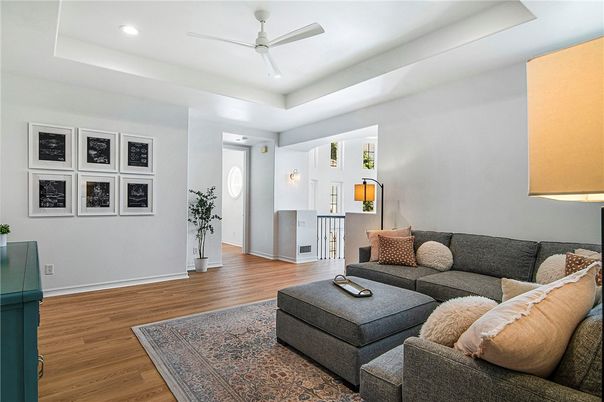 Interior, Living room, Recessed Lighting, Wood Texture Flooring
