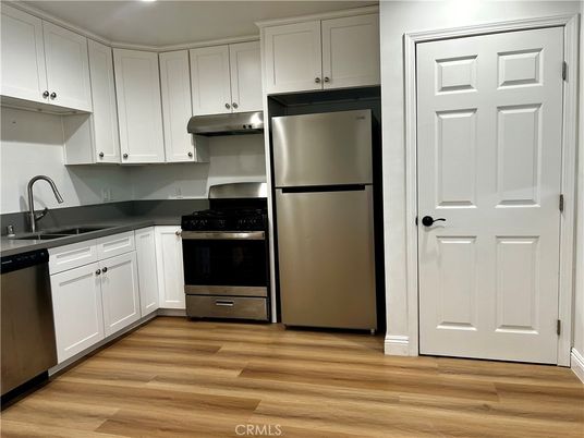 Interior, Kitchen, Stainless Steel Appliances, Wood Texture Flooring