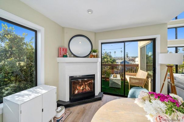 Fireplace, Interior, Recessed Lighting, Wood Texture Flooring