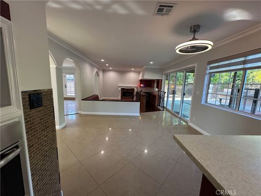 Empty room, Fireplace, Interior, Pendant Lights, Recessed Lighting