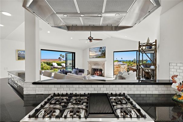 Fireplace, Interior, Kitchen, Living room, Recessed Lighting