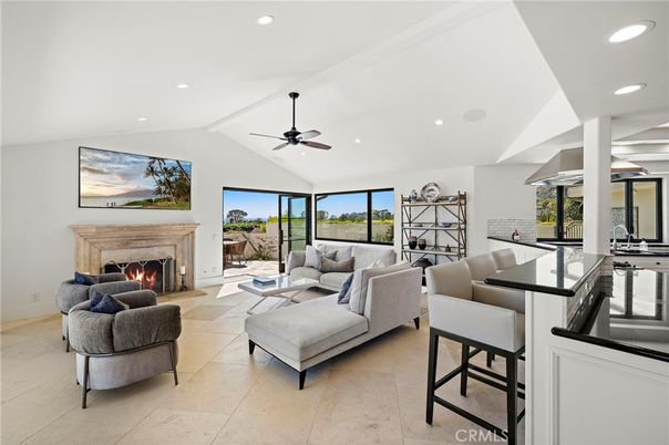 Dining room, Fireplace, Interior, Living room, Recessed Lighting