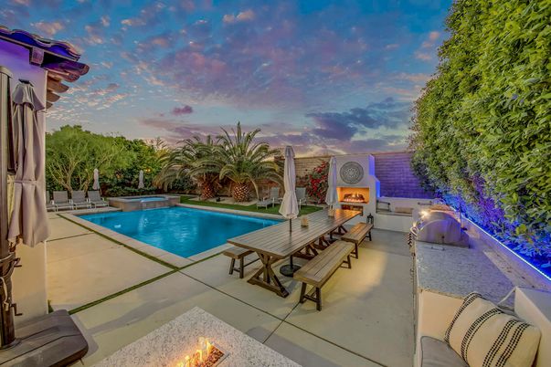 Exterior, Fireplace, Pool