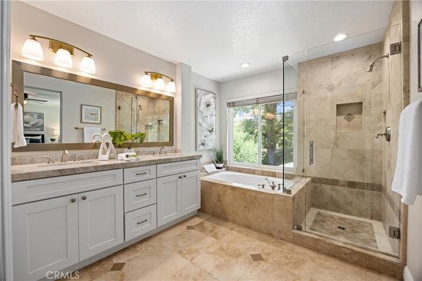 Bathroom, Dual Sink Vanities, Glass Shower, Interior, Recessed Lighting