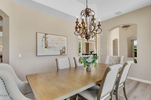 Chandelier, Dining room, Interior, Wood Texture Flooring