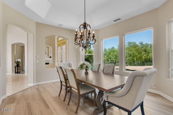 Chandelier, Dining room, Interior, Wood Texture Flooring
