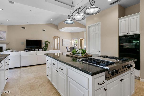 Fireplace, Interior, Kitchen, Living room, Pendant Lights, Recessed Lighting