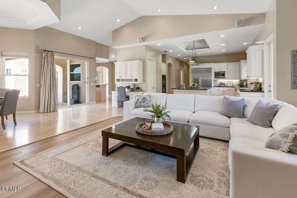 Interior, Kitchen, Living room, Pendant Lights, Recessed Lighting, Stainless Steel Appliances, Wood Texture Flooring