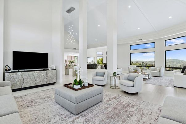 Interior, Living room, Pendant Lights, Recessed Lighting, Wood Texture Flooring