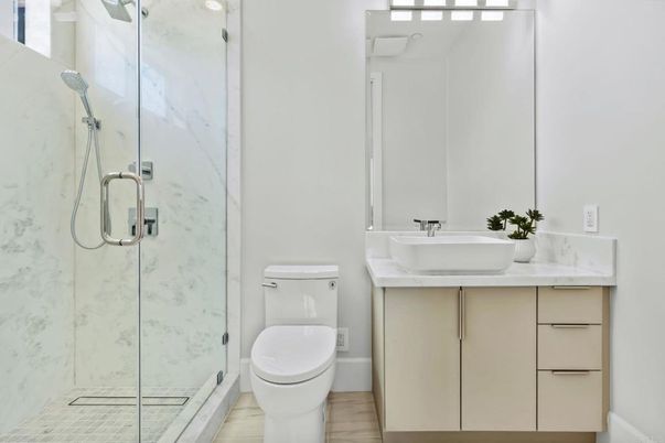 Bathroom, Glass Shower, Interior, Marble Walls
