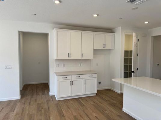 Interior, Kitchen, Recessed Lighting, Wood Texture Flooring