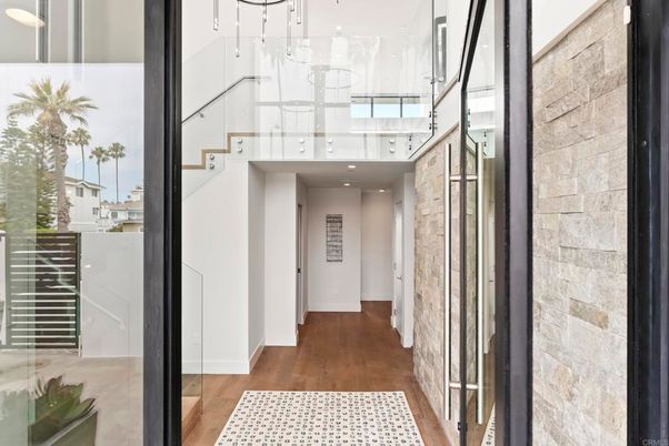 Interior, Pendant Lights, Recessed Lighting, Stone Walls, Wood Texture Flooring
