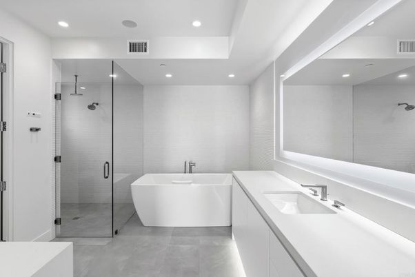 Bathroom, Dual Sink Vanities, Free Standing Baths, Glass Shower, Interior, Recessed Lighting