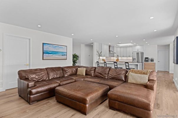 Interior, Kitchen, Living room, Recessed Lighting, Stainless Steel Appliances, Wood Texture Flooring