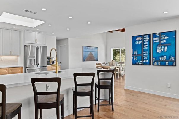 Dining room, Interior, Kitchen, Recessed Lighting, Stainless Steel Appliances, Wood Texture Flooring