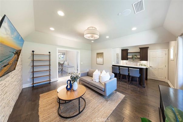 Dining room, Interior, Kitchen, Living room, Recessed Lighting, Wood Texture Flooring