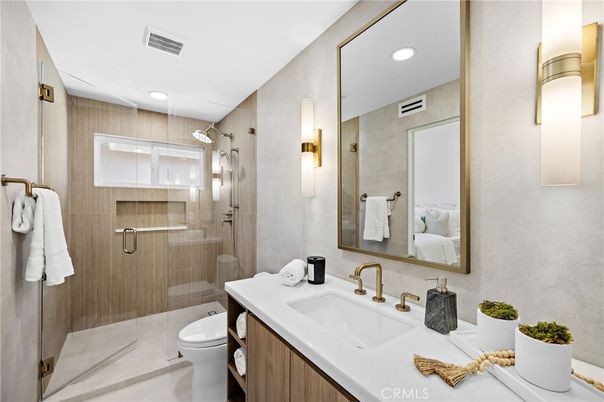 Bathroom, Glass Shower, Interior, Recessed Lighting