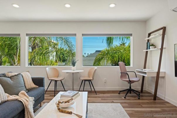 Home Office, Interior, Recessed Lighting, Wood Texture Flooring