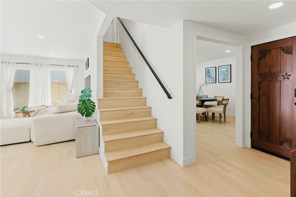 Dining room, Interior, Living room, Recessed Lighting, Wood Texture Flooring