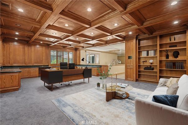 Home Office, Interior, Recessed Lighting, Wooden Beams, Wooden Ceilings, Wooden Walls