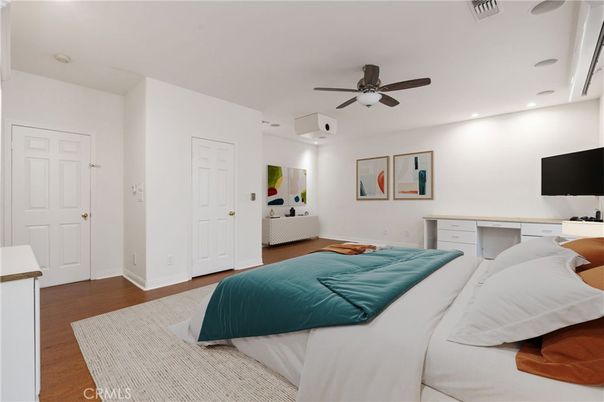Bedroom, Home Office, Interior, Recessed Lighting, Wood Texture Flooring