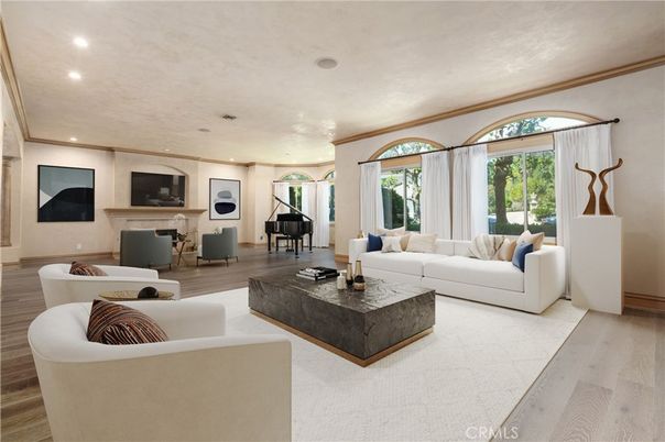Interior, Living room, Piano, Recessed Lighting, Wood Texture Flooring