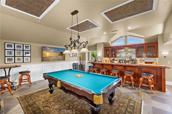 Billiard Table, Chandelier, Game Room, Interior, Recessed Lighting