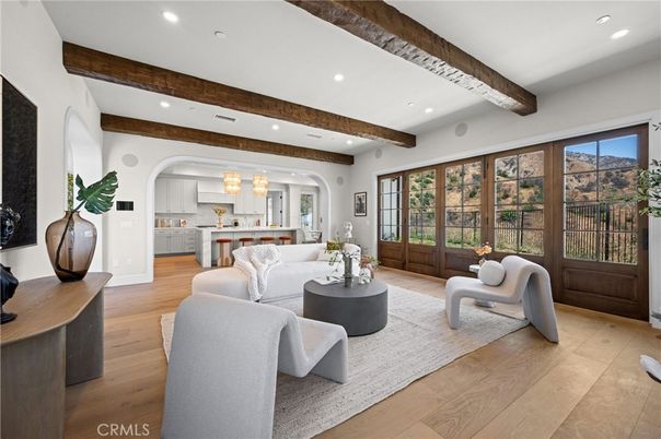 Interior, Kitchen, Living room, Recessed Lighting, Wooden Beams, Wood Texture Flooring