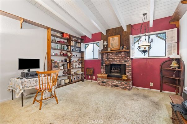 Fireplace, Home Office, Interior, Pendant Lights