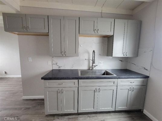 Interior, Kitchen, Marble Walls, Wood Texture Flooring