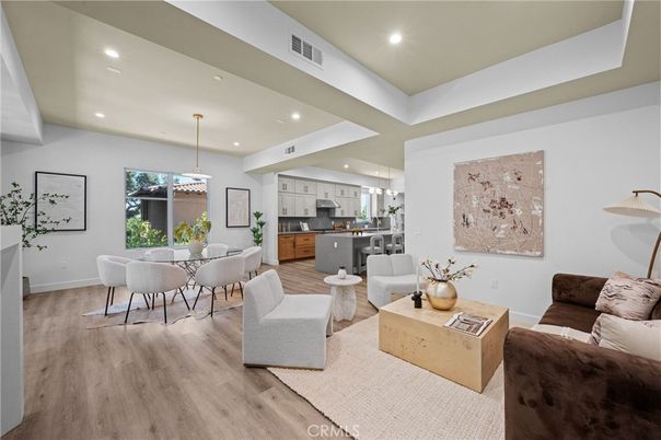 Dining room, Interior, Kitchen, Living room, Pendant Lights, Recessed Lighting, Wood Texture Flooring