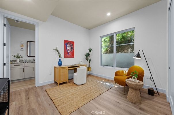 Home Office, Interior, Recessed Lighting, Wood Texture Flooring