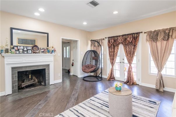 Fireplace, Interior, Recessed Lighting, Wood Texture Flooring