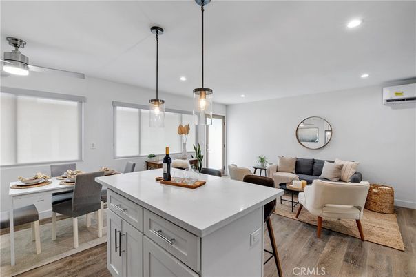 Dining room, Interior, Kitchen, Living room, Pendant Lights, Recessed Lighting, Wood Texture Flooring