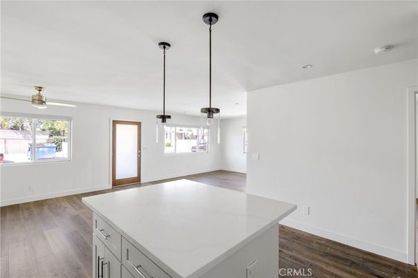 Empty room, Interior, Pendant Lights, Wood Texture Flooring
