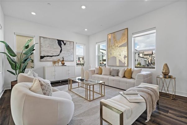 Interior, Living room, Recessed Lighting, Wood Texture Flooring