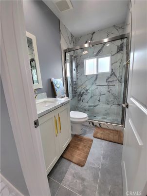 Bathroom, Glass Shower, Interior, Marble Walls