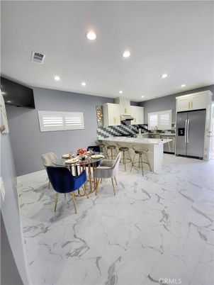 Dining room, Interior, Kitchen, Marble, Recessed Lighting, Stainless Steel Appliances