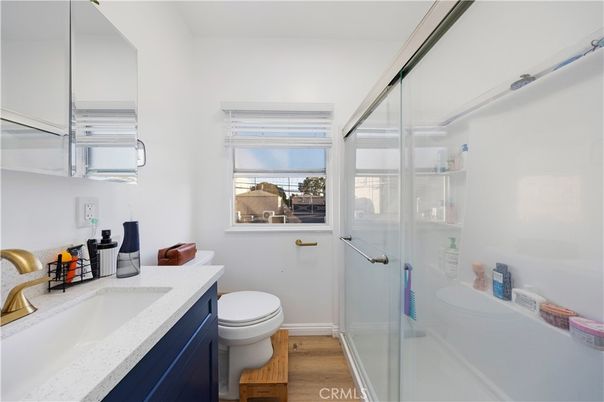 Bathroom, Glass Shower, Interior, Wood Texture Flooring