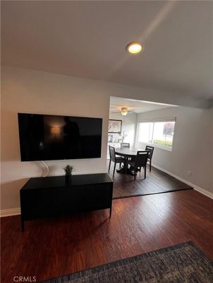 Dining room, Interior, Living room, Recessed Lighting, Wood Texture Flooring