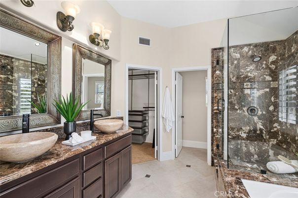 Bathroom, Dual Sink Vanities, Glass Shower, Interior