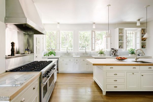 Interior, Kitchen, Pendant Lights, Stainless Steel Appliances, Wood Texture Flooring