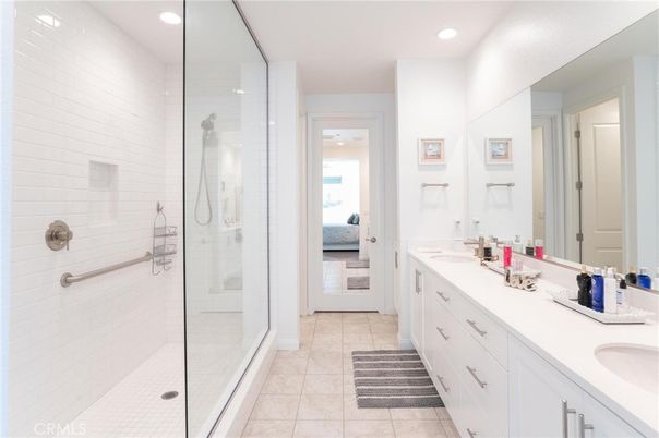 Bathroom, Dual Sink Vanities, Glass Shower, Interior, Recessed Lighting