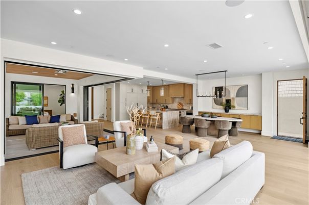 Dining room, Interior, Kitchen, Living room, Pendant Lights, Recessed Lighting, Wood Texture Flooring
