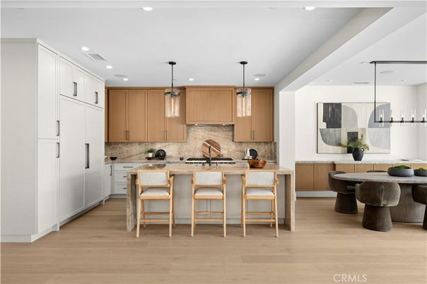 Interior, Kitchen, Pendant Lights, Recessed Lighting, Wood Texture Flooring