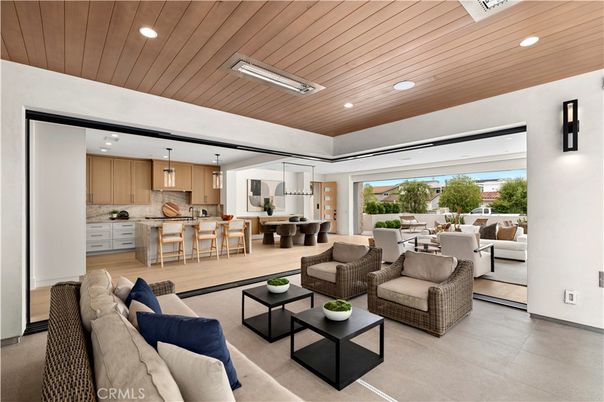 Dining room, Interior, Kitchen, Living room, Pendant Lights, Recessed Lighting, Wooden Ceilings