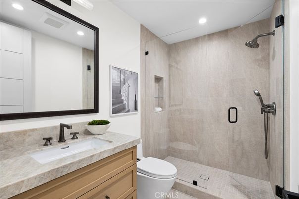 Bathroom, Glass Shower, Interior, Recessed Lighting