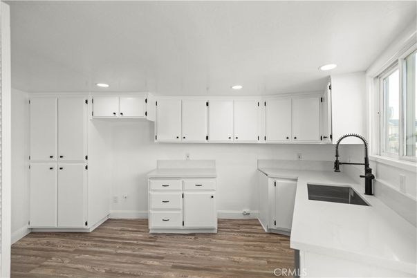 Interior, Kitchen, Recessed Lighting, Wood Texture Flooring