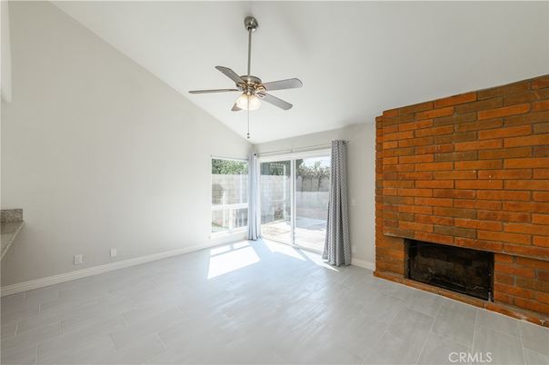 Empty room, Fireplace, Interior, Stone Walls, Wood Texture Flooring