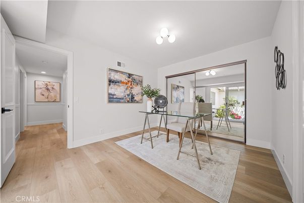 Home Office, Interior, Recessed Lighting, Wood Texture Flooring